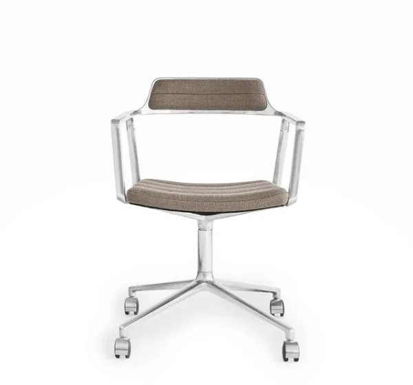 Vipp 452 Drehbarer Bürostuhl mit Rollen Dunkelsand/Aluminium